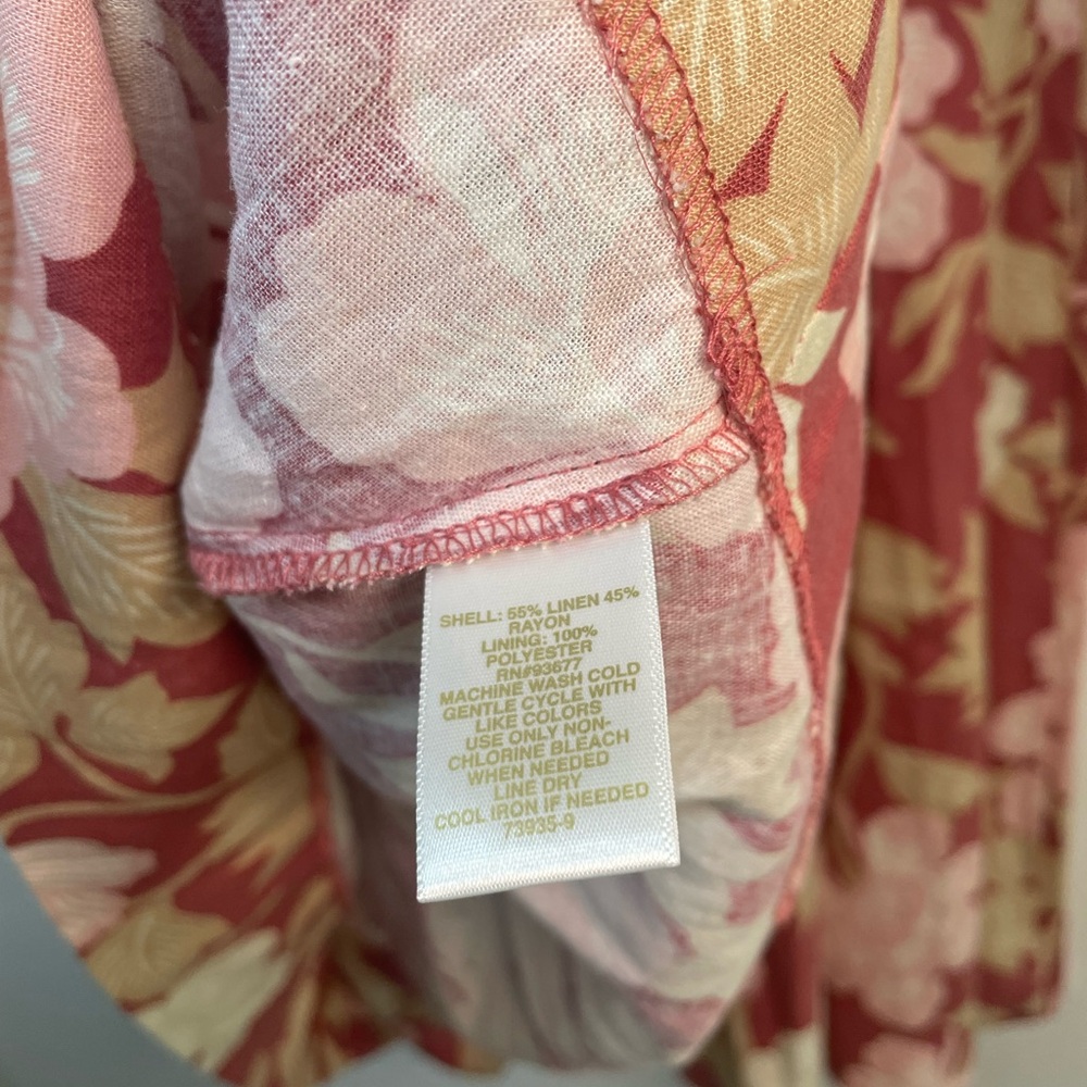 Rye Grass Pink Floral Linen Bend Skirt and top Set - Picture 7 of 12
